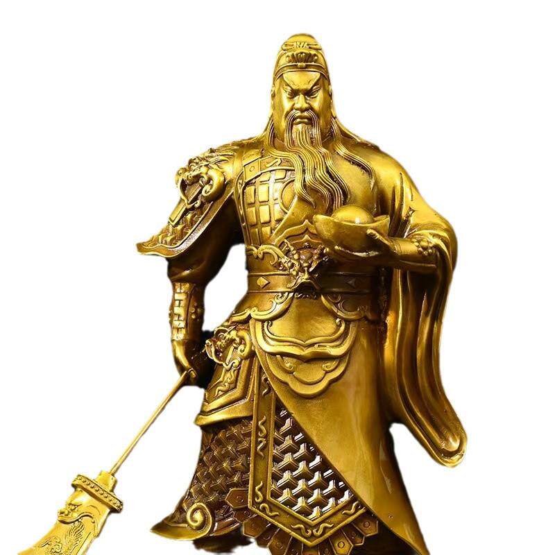 黄铜关公武财神神像铜关公像摆件精工元宝关公家居公司办公室摆设