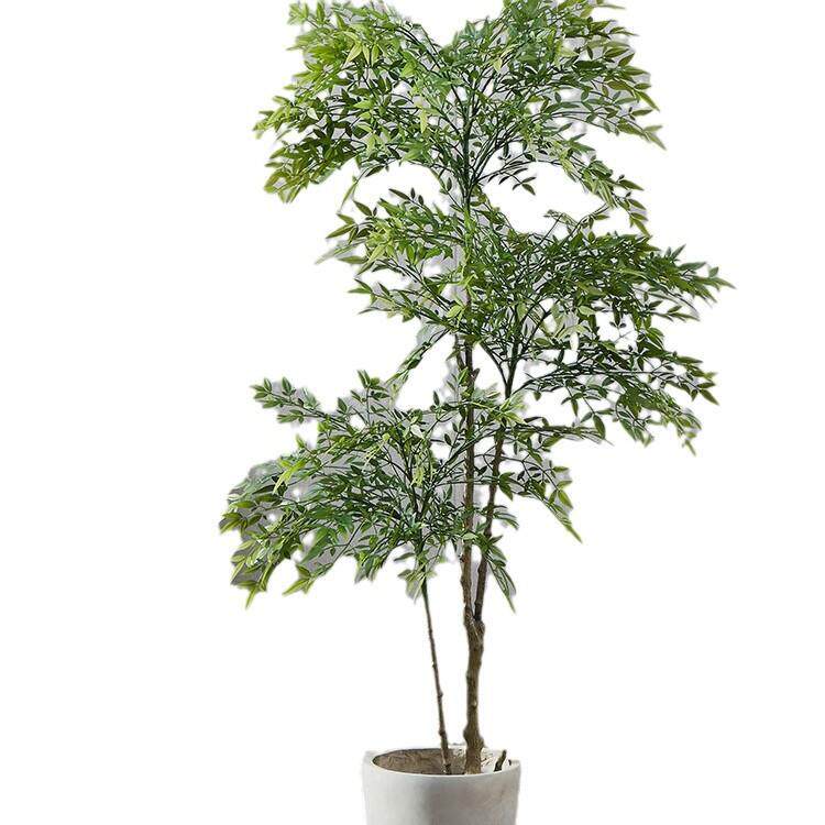 仿真植物南天竹盆栽仿生绿植盆景假树造景客厅家居装饰火焰兰天竹