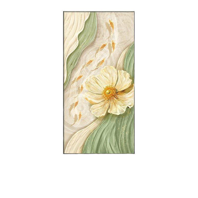 现代简约高档花开富贵客厅挂画轻奢走廊过道壁画鱼图玄关装饰画