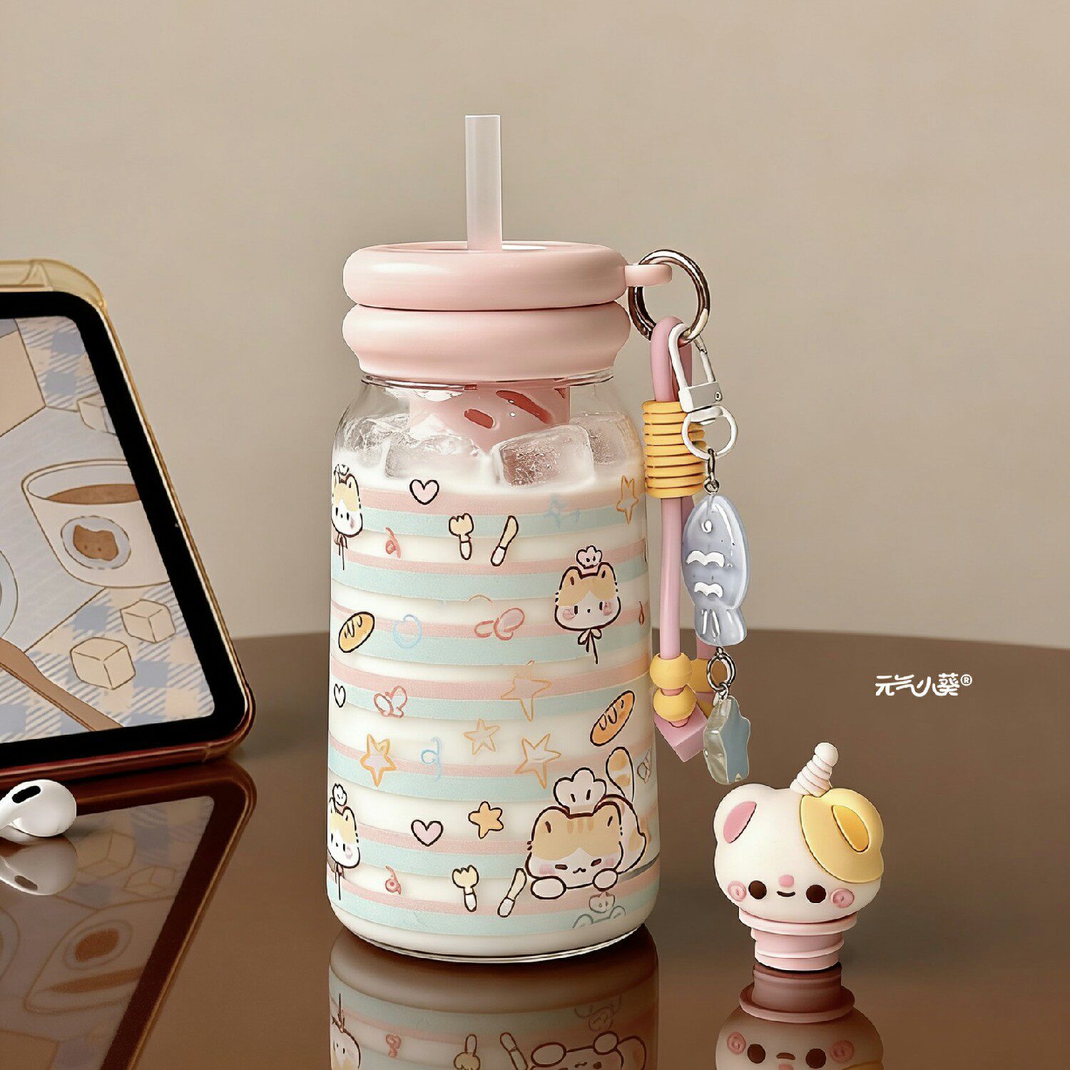学生小众便携水杯tritan材质吸管可爱卡通高颜值高中初中喝水杯子