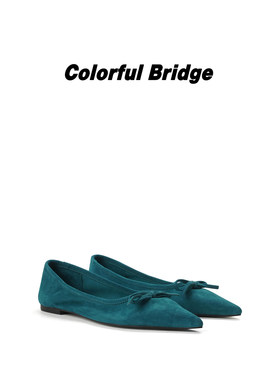 Colorful Bridge【孔雀蓝】蝴蝶结浅口芭蕾鞋 女士单鞋软底蛋卷鞋