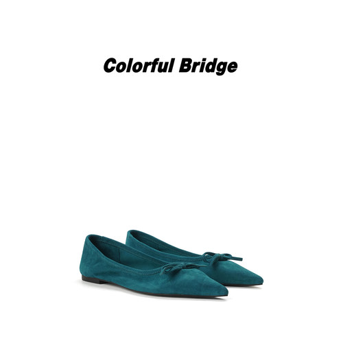 Colorful Bridge【孔雀蓝】蝴蝶结浅口芭蕾鞋 女士单鞋软底蛋卷鞋