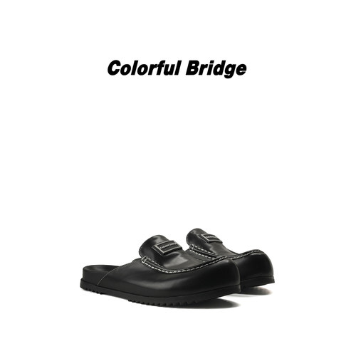 Colorful Bridge【墨屿】一脚蹬拖翘头拖鞋 圆头缝线工艺勃肯鞋