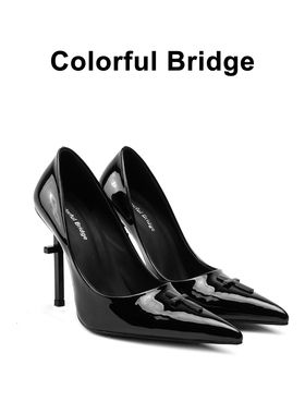 Colorful Bridge丨Crucifix十字架系列 黑色十字架漆皮黑色高跟鞋