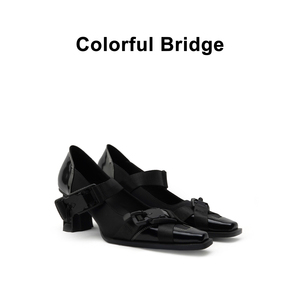 Colorful Bridge丨黑武士机能方头玛丽珍鞋 一字带女士高跟鞋