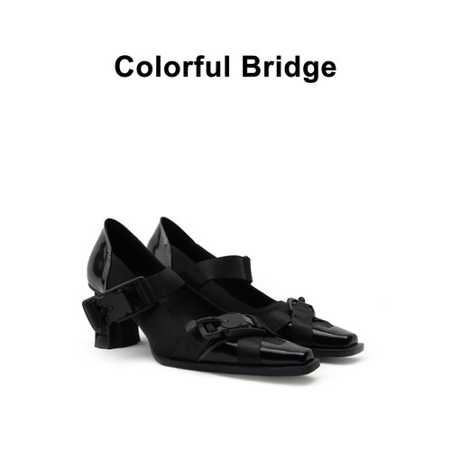 Colorful Bridge丨黑武士机能方头玛丽珍鞋 一字带女士高跟鞋