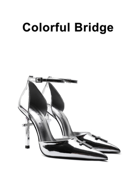 Colorful Bridge丨Crucifix十字架系列 先锋银色镜面女士高跟凉鞋