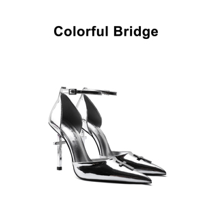 Colorful Bridge丨Crucifix十字架系列 先锋银色镜面女士高跟凉鞋