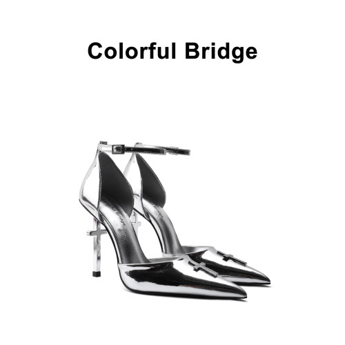 Colorful Bridge丨Crucifix十字架系列 先锋银色镜面女士高跟凉鞋