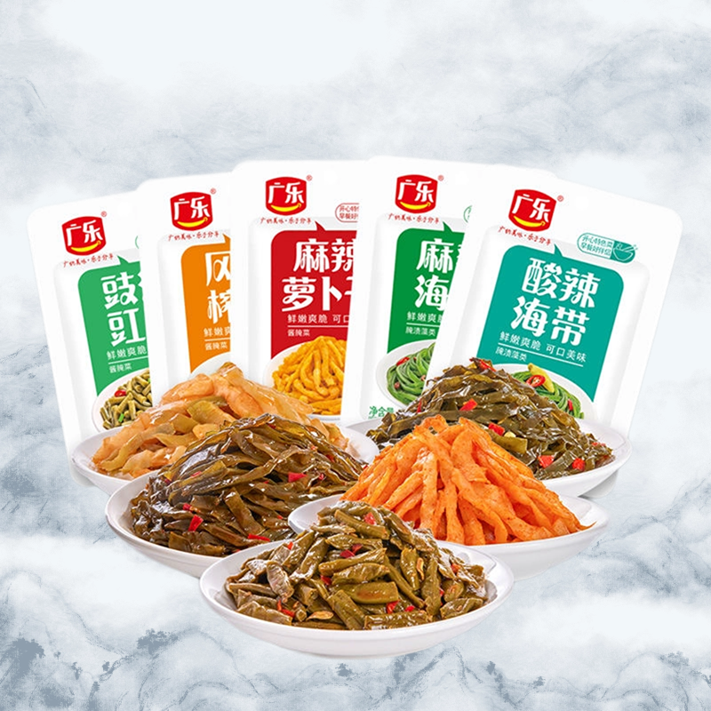广乐50g风味榨菜麻辣酸辣海带丝萝卜干豉汁豇豆泡菜即食下饭拌面