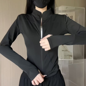 防晒衣女款夏季2026新款冰丝速干运动瑜伽防晒服紧身拉炼开衫外套