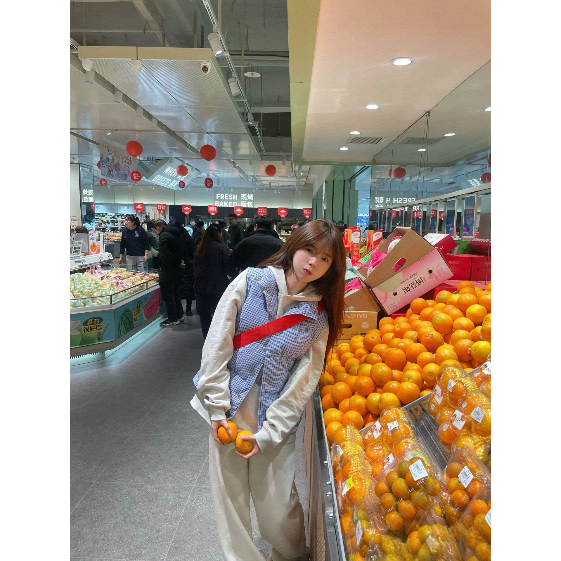 女装格纹刺绣格子棉服马甲保暖无袖背心外套女