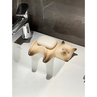 猫咪肥皂盒陶瓷香皂盒高级轻奢不积水沥水盒卫生间洗手台置物架