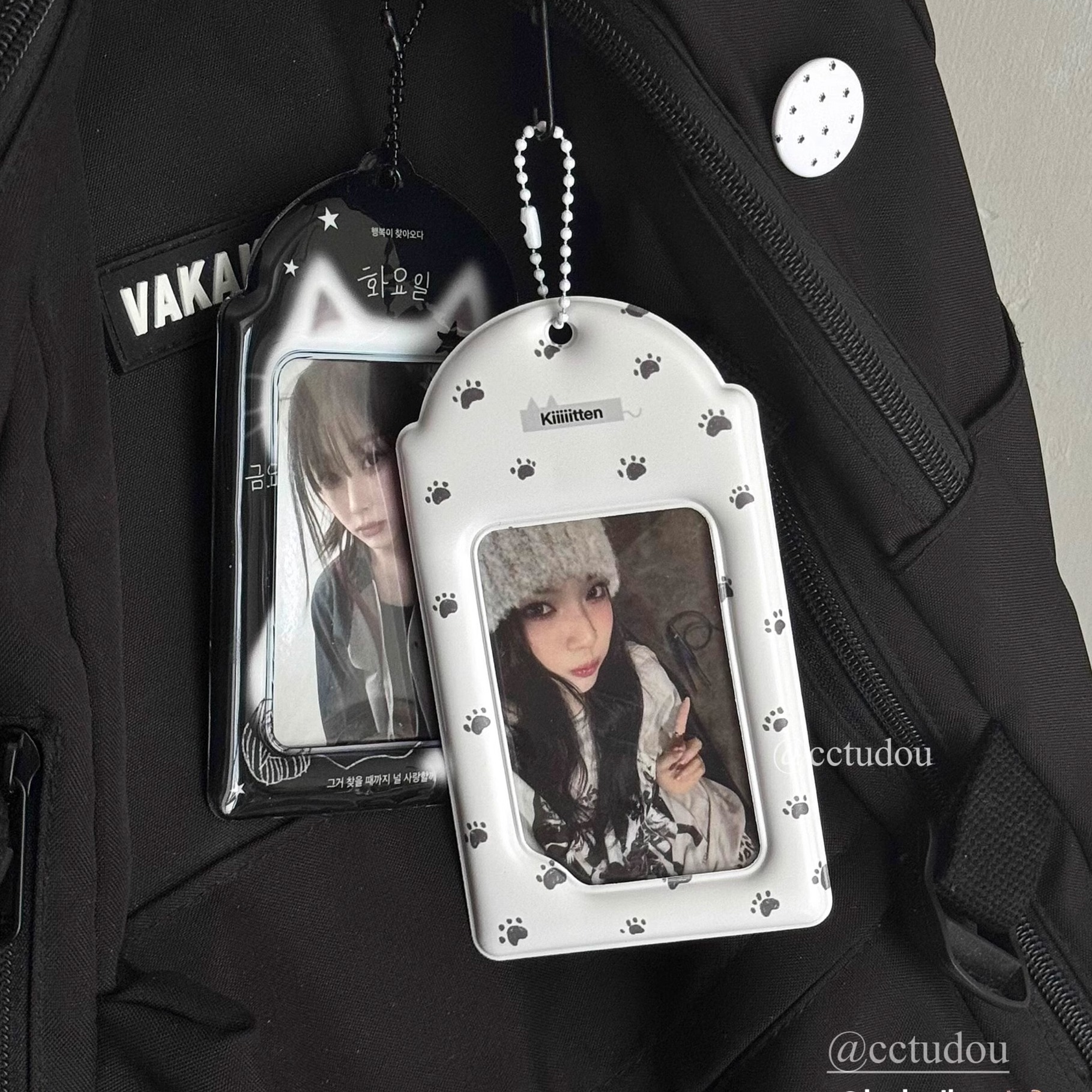 猫爪pvc哑膜卡套无属性追星3寸小卡拍立得收纳展示套书包包挂件