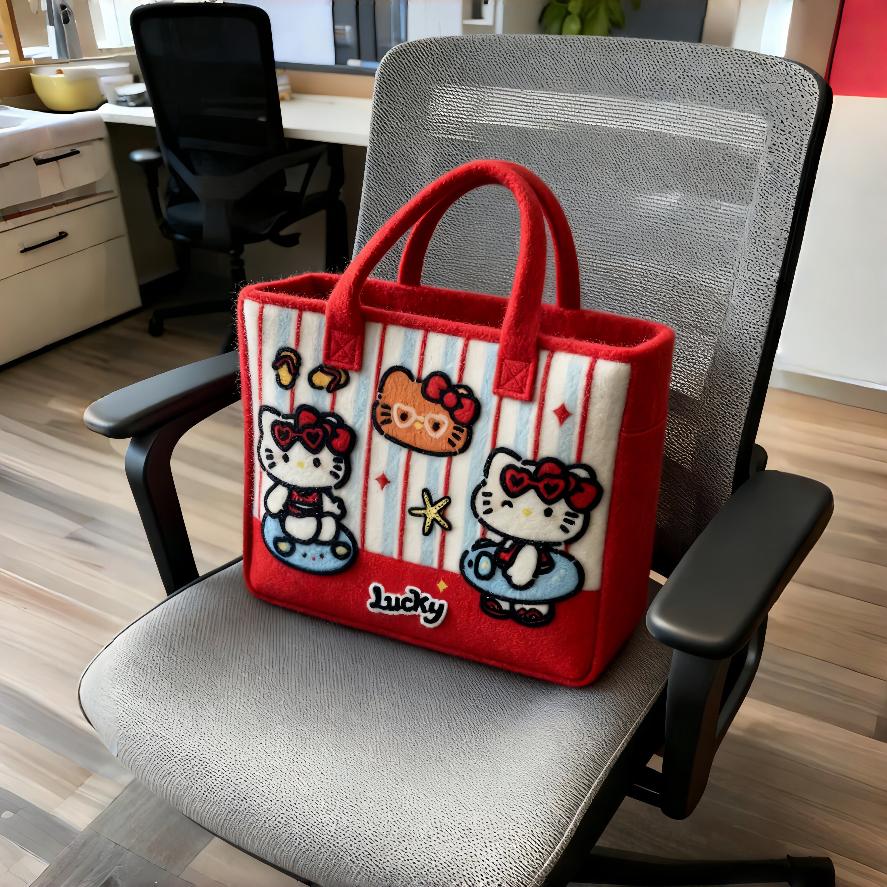 哈喽kitty包包毛毡旅行袋女行李手提出差轻便大容量行李箱附加包