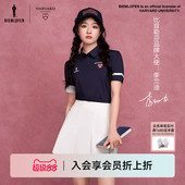 比音勒芬高尔夫哈佛联名春夏女翻领POLO衫 李兰迪同款