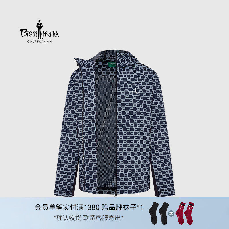 【防风抗皱】比音勒芬高尔夫秋季夹克男老花满印连帽外套