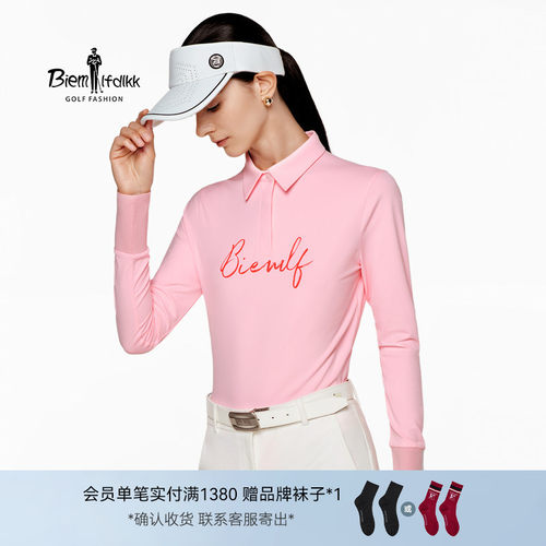 【韩国进口面料】比音勒芬高尔夫秋女休闲运动柔软亲肤长袖POLO衫