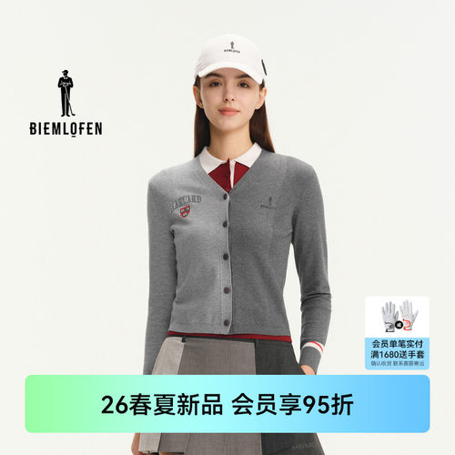 【哈佛联名】比音勒芬高尔夫2026春季新品女士弹力舒适长袖针织衫