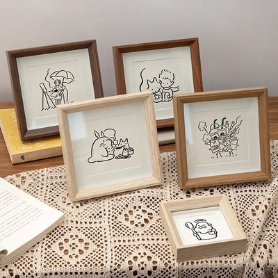 ins卡通文字正方形相框5寸6寸7寸8寸油画棒画框挂墙创意复古摆台