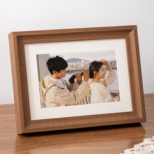 相框摆台洗照片做成相册实木质感高级6寸7寸8加打印diy定制空挂墙