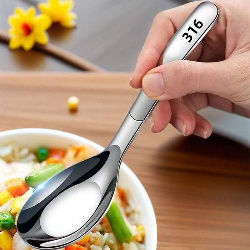 食用级不锈钢勺子加厚316不锈钢大勺子成人家用高颜值吃饭勺子喝