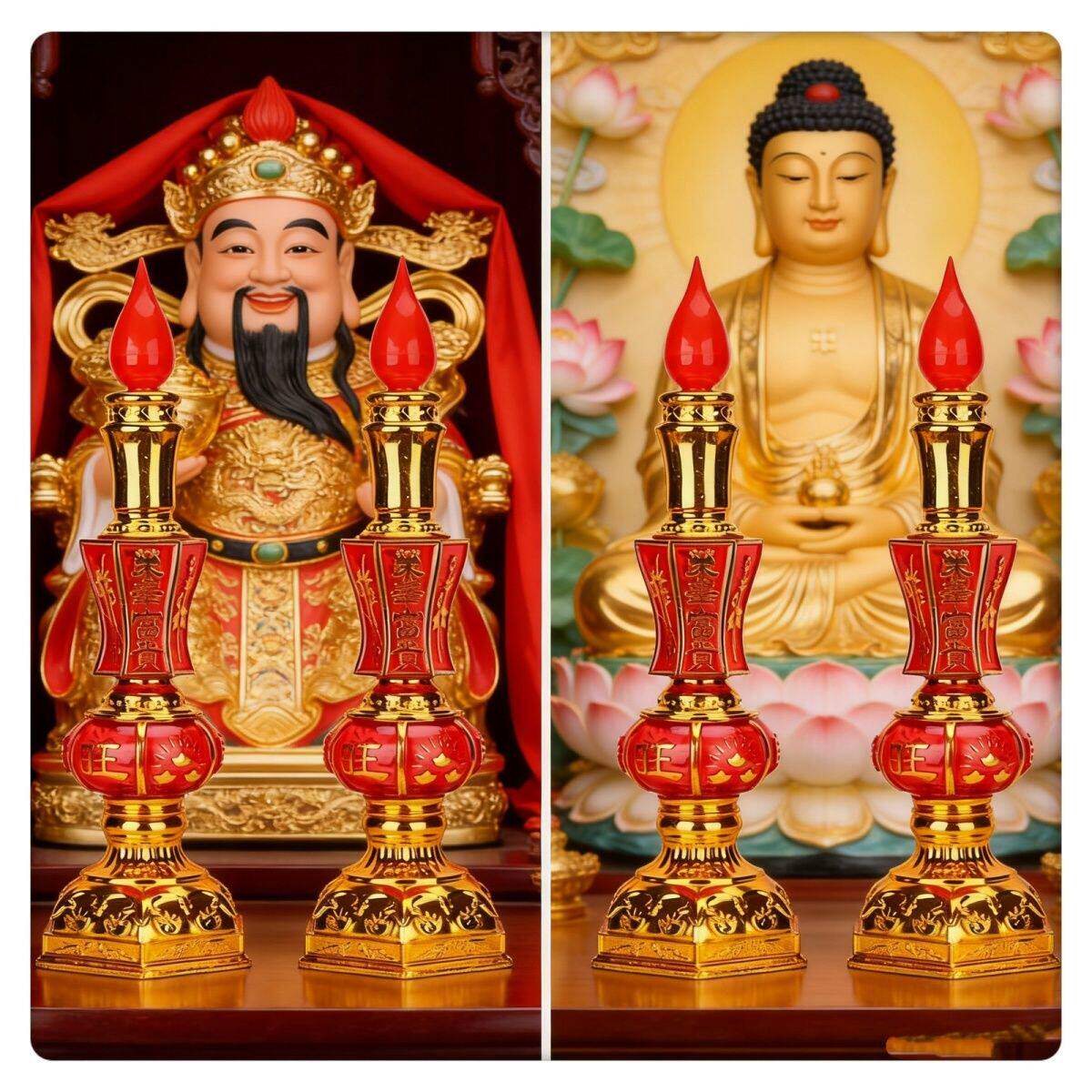 22厘米新款LED蜡烛灯台招财神供佛长明灯高档佛具节能免换灯泡