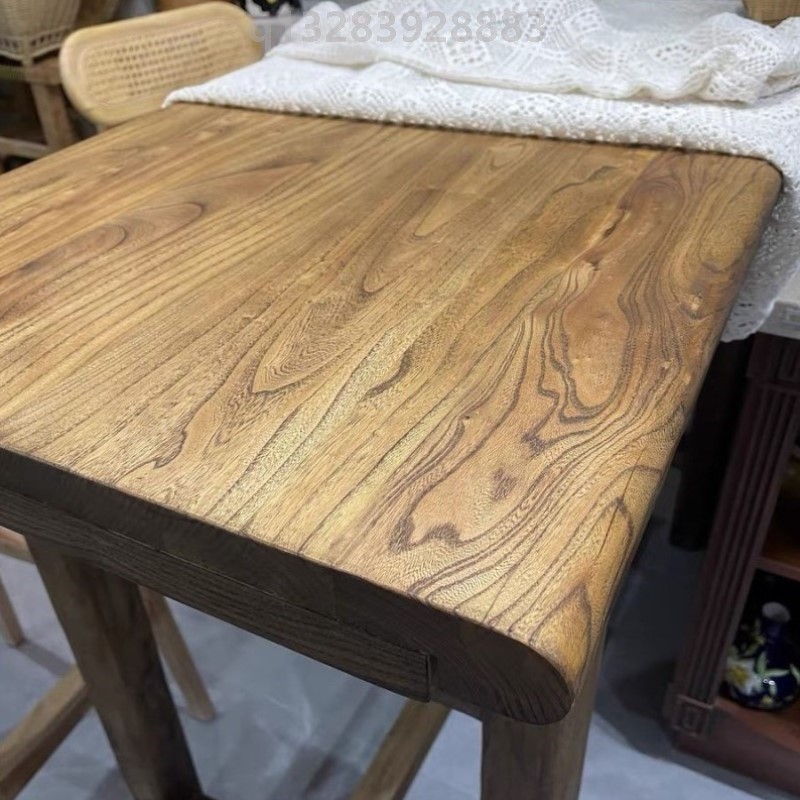 老榆木实木桌子复古茶桌茶台老式餐桌书桌家用原木吧台阳台