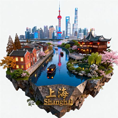上海冰箱贴魔都上海金属高级冰箱贴强磁文创创意旅游城市地标风景