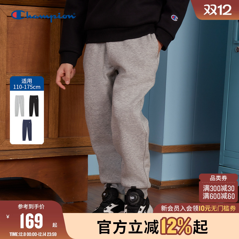 【厚绒】Champion冠军男女儿童装25秋冬新款刺绣经典加绒卫裤长裤