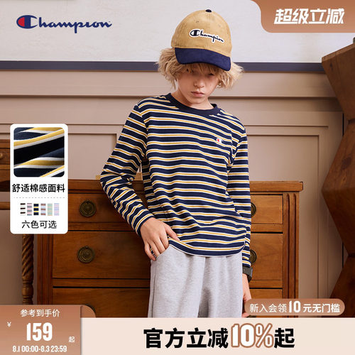 Champion冠军经典条纹长袖T恤