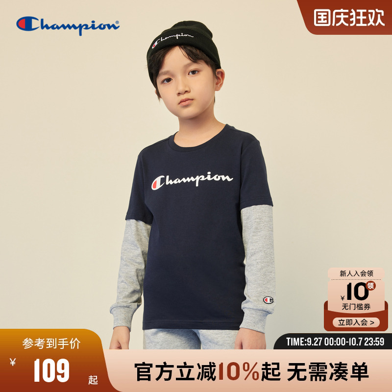Champion冠军假两件长袖T恤