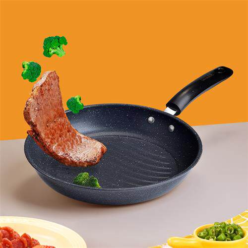 庆展麦饭石平底锅不粘锅煎蛋神器家用煎饼煎牛排早餐锅电磁炉煎锅