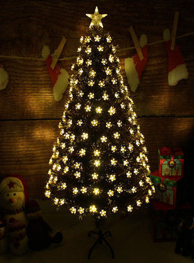 圣诞节装饰品1.5、1.8、2.1米桃花金色叶子LED闪光发光光纤圣诞树