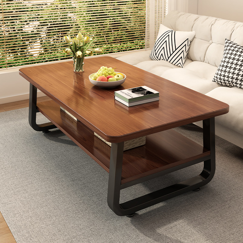 茶几客厅家用2025新款小户型简约现代长方形实木茶桌简易双层桌子