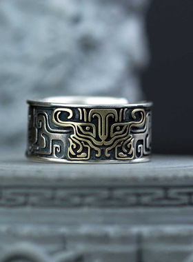 新款中国风吉祥瑞兽饕餮纹戒指霸