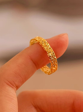 新款简约侵蚀戒指男女轻奢小众情