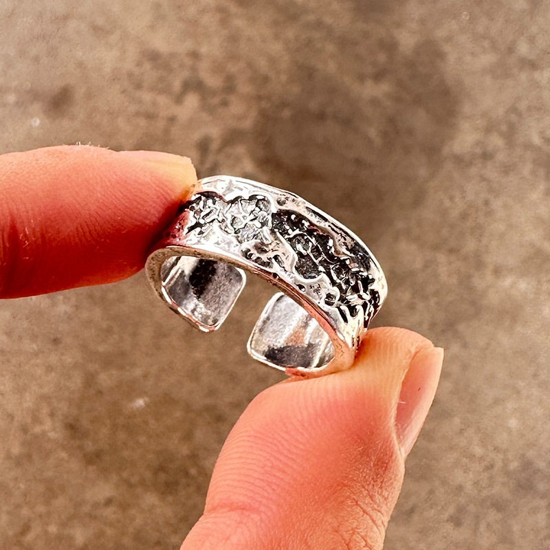 新款S925银英伦复古做旧十字戒指