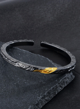 新款黑色流火手镯个性冷淡风简约