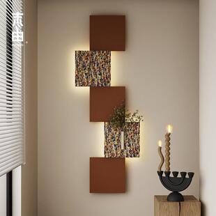 多巴胺小众艺术装饰画画意式玄关走廊高级感挂画画客厅带灯不规则