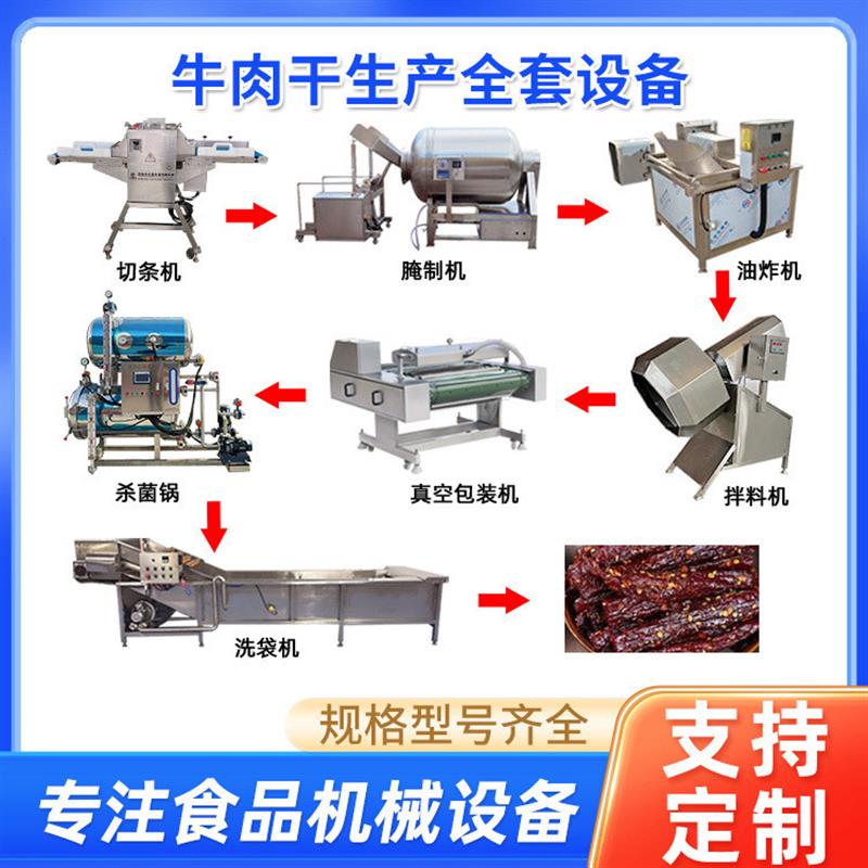 全自动牛肉干切丁设备牛羊肉干输送带切条机牛肉脯加工机器