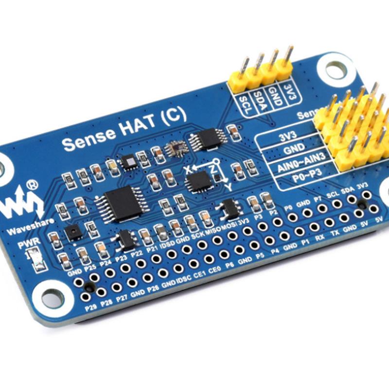 树莓派传感器扩展板C型带10轴陀螺仪/气压计/温湿度/颜色识别/ADC