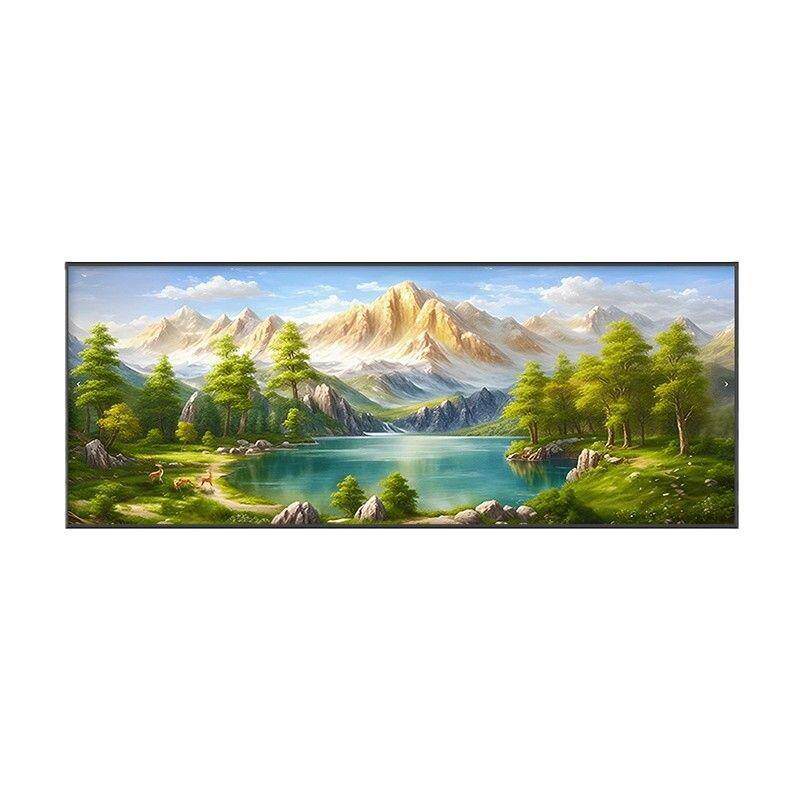 东西墙聚财山水聚盆壁画沙发背景墙装饰画背靠金山风景档挂画