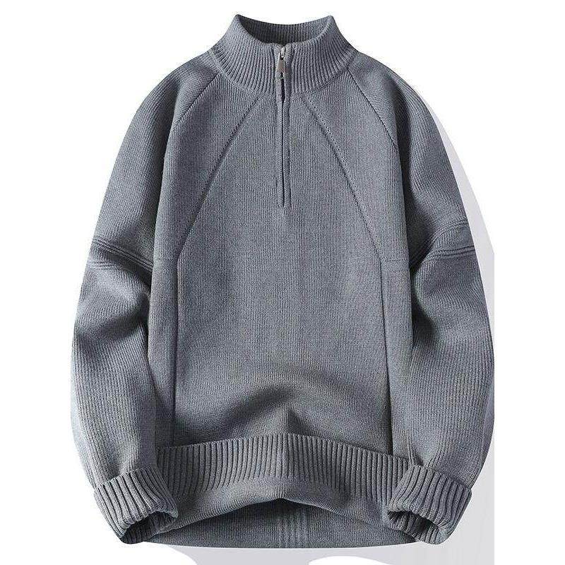 恒源祥半高领毛衣男士秋冬季新款高级感加厚保暖半拉炼针织卫衣潮