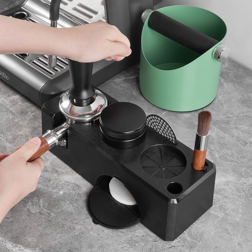 咖啡压粉器意式咖啡机弹力51/58mm螺纹压粉锤布粉器底座三件套