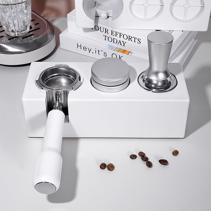 咖啡ABS压粉座手柄支撑架布粉器压粉器收纳座51/53/58mm粉锤套装