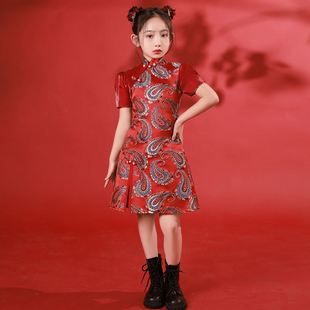 儿童改良中国风小女孩主持模特走秀 国潮唐装 夏季 女童旗袍2023新款