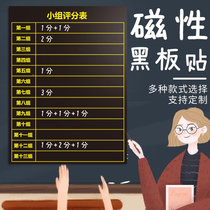 磁性黑板贴小积分评置比栏pk竞RC8黑板赛表排行榜教室组布装饰班