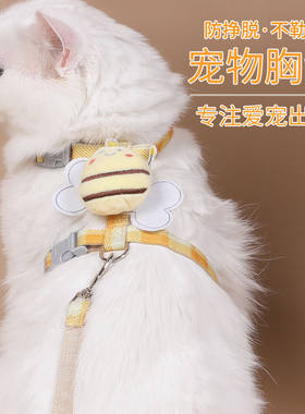 猫咪牵引绳可调节遛猫绳子可爱幼猫外出专用胸背带小型犬
