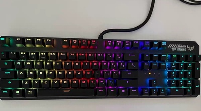 华硕TUF ROG飞行堡垒K3机械键盘青轴电竞游戏音乐律动机械键盘